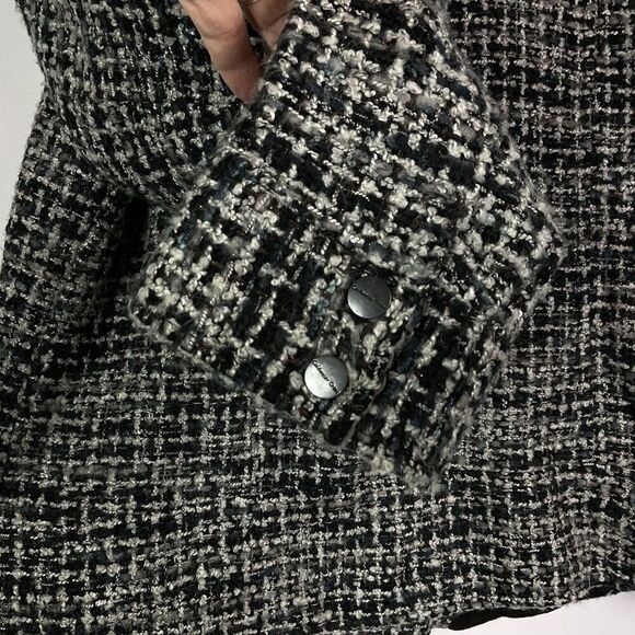 Coldwater Creek Mohair Wool Blend Moto Tweed Jacket, Black & Gray, Petite 16 - Picture 8 of 11